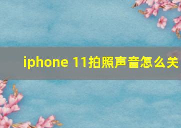 iphone 11拍照声音怎么关